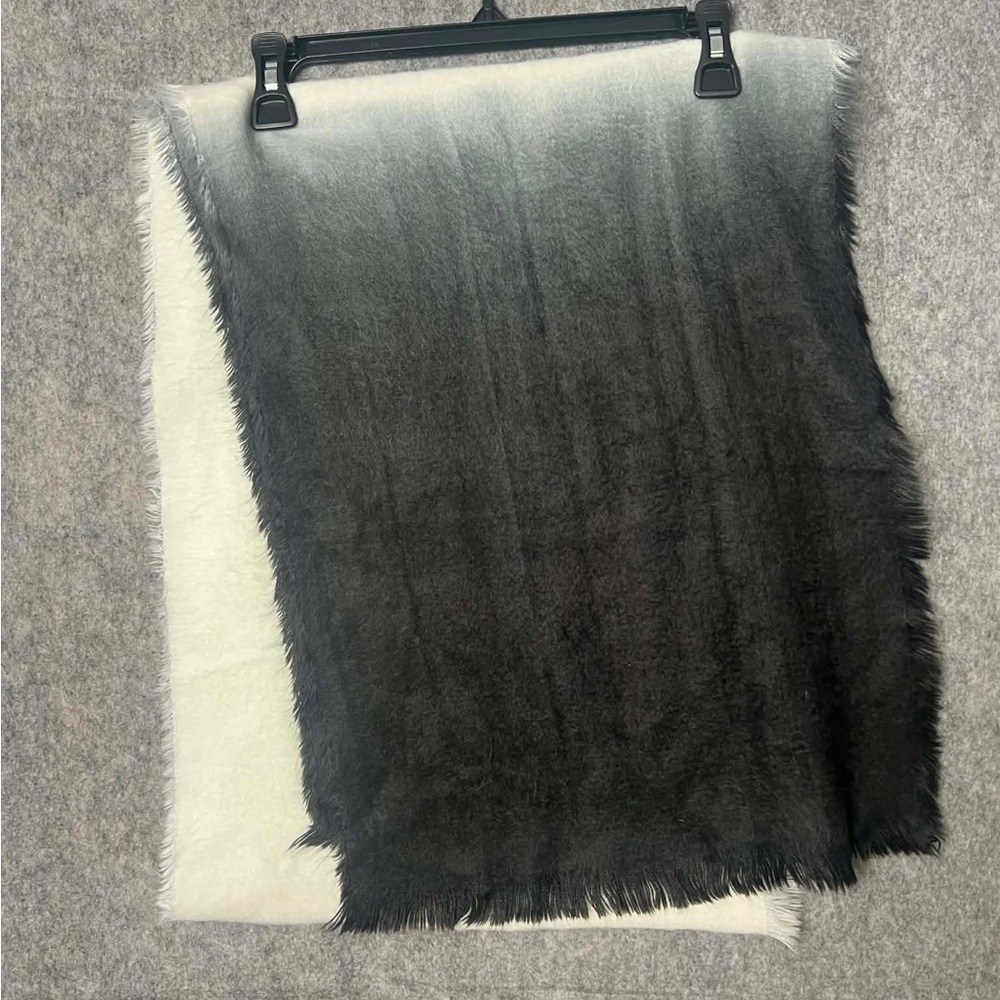 Black‎ and White stylish Fluffy Ombre Scarf